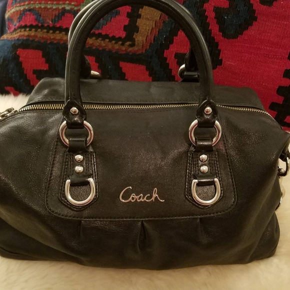 Coach Black Leather, Large Ashley Satchel - Picture 1 of 8